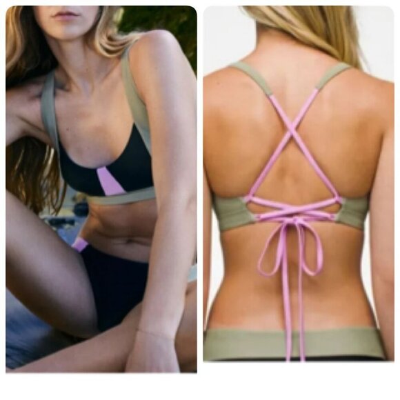 prAna Womens Tulum Swim Top XTRA-LARGE XL in Black Color Block - Picture 2 of 10